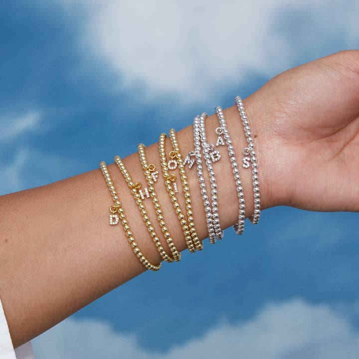 fyb jewelry - Wholesale Charm/dangle bracelet - CLEAR CZ IDENTITY BRACELET GOLD - CHOOSE YOUR INITIAL5