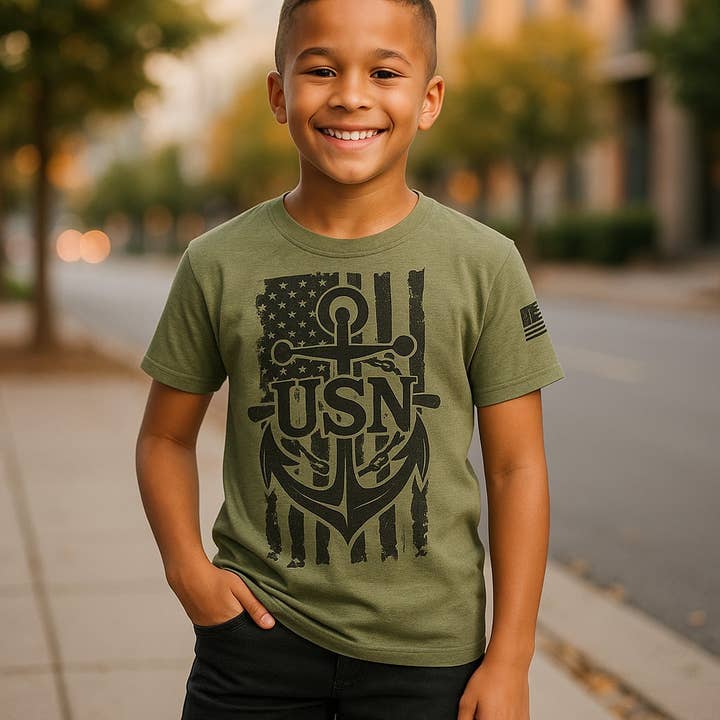 USN Anchor Youth T-Shirt for wholesale by Trooper Clothing