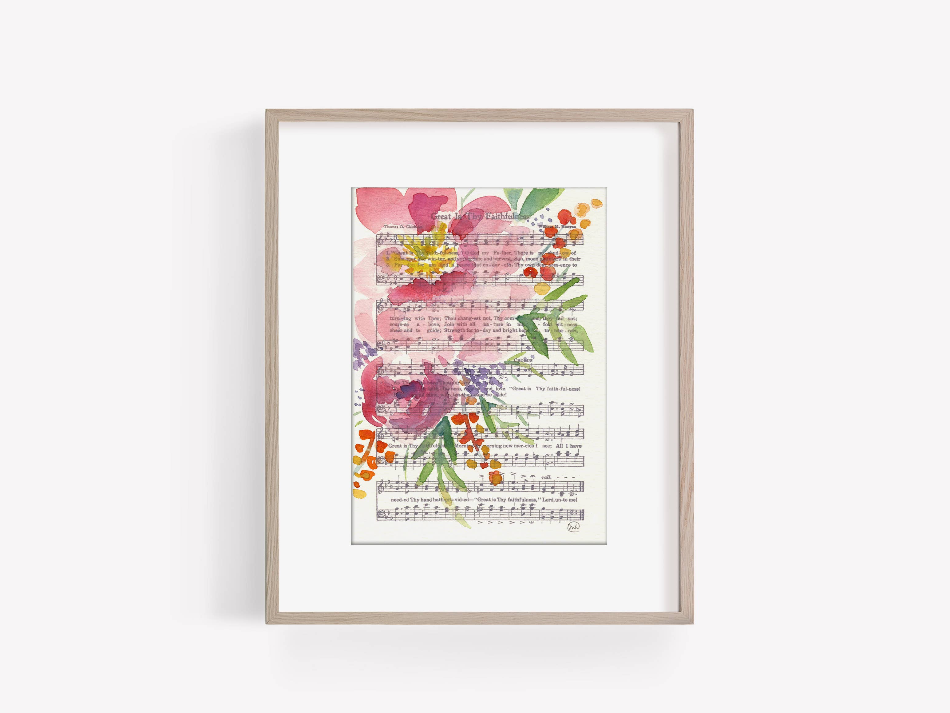 Marydean Draws - Wholesale Art Print - “Great is Thy Faithfulness” Floral Hymn Print, 5×7