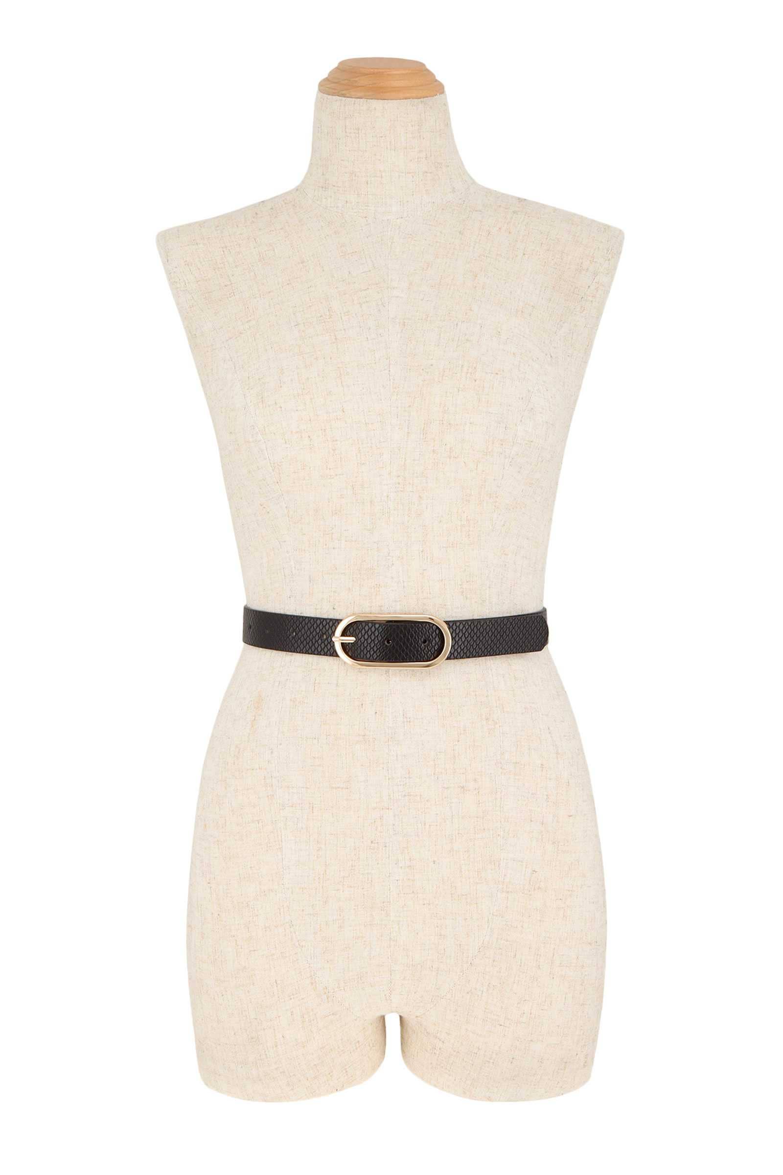 anbfashion – wholesale Belt – Women's – Boxy Oval Buckle Snake Belt 70161