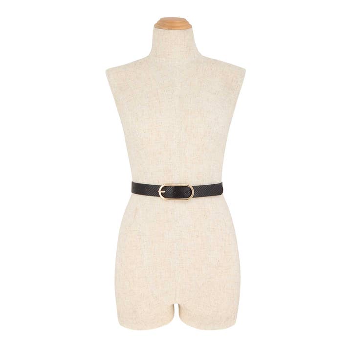 anbfashion – wholesale Belt – Women's – Boxy Oval Buckle Snake Belt 70161