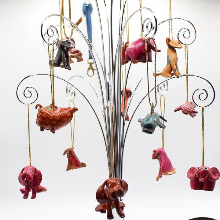 Sunflower Handmade leather inc - Wholesale Ornament Set - leather small animal ornaments assorted 12 pcs