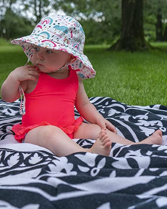 Funky Junque - Wholesale Bucket hat – kids - Infant/Toddler Patterned Bucket Hat - Rainbows & Clouds6