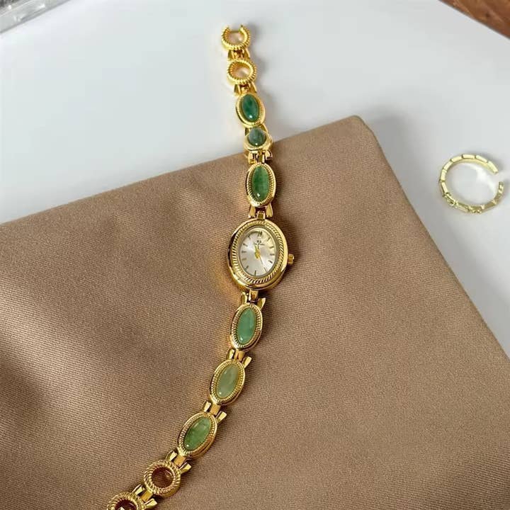 Green Aventurine Crystal Gemstone Bracelet Watch for wholesale by Earth's Gems BTQ
