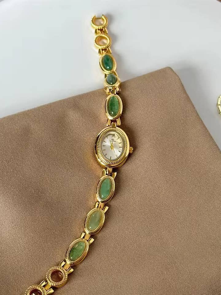 Groene Aventurijn Kristal Edelsteen Armband Horloge voor wholesale door Earth's Gems BTQ