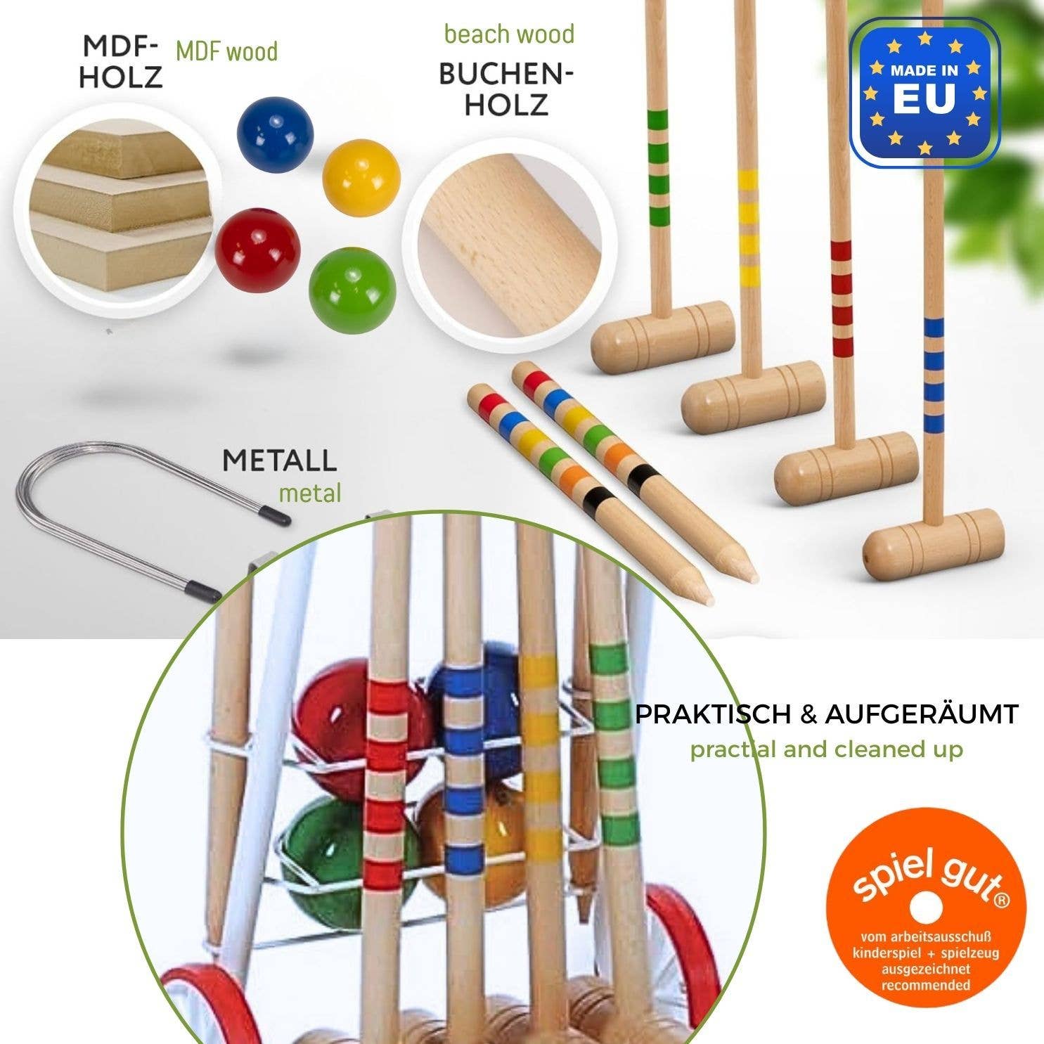 GICO Spielwaren - Wholesale Sporting Game - Kids & Baby - GICO Croquet Set For 4 Adults With Trolley - EU 31242