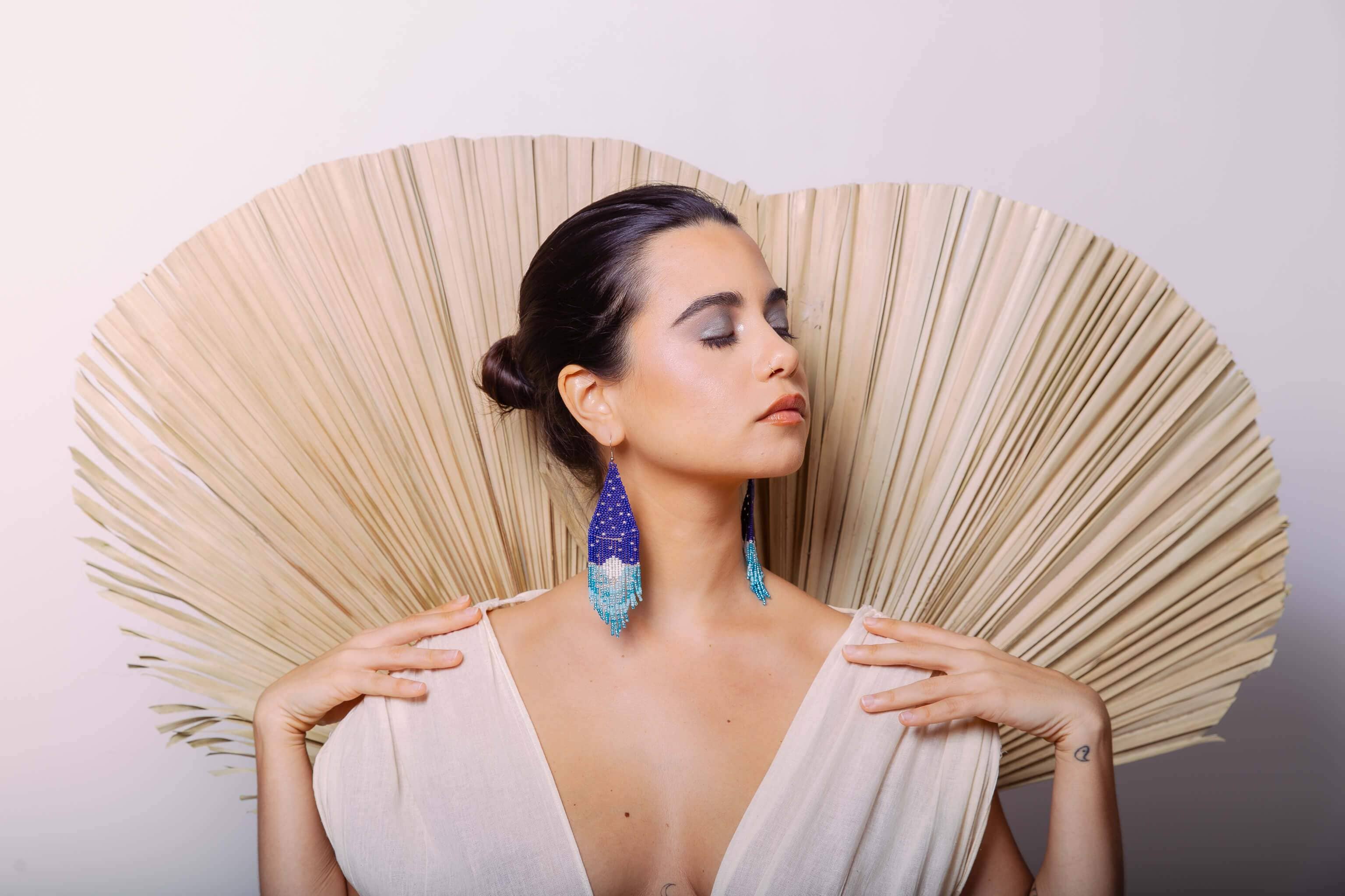 Mother Sierra - Wholesale Tassel Earrings - Interstellar - Native Beaded Earrings Inspired by the Moon,1