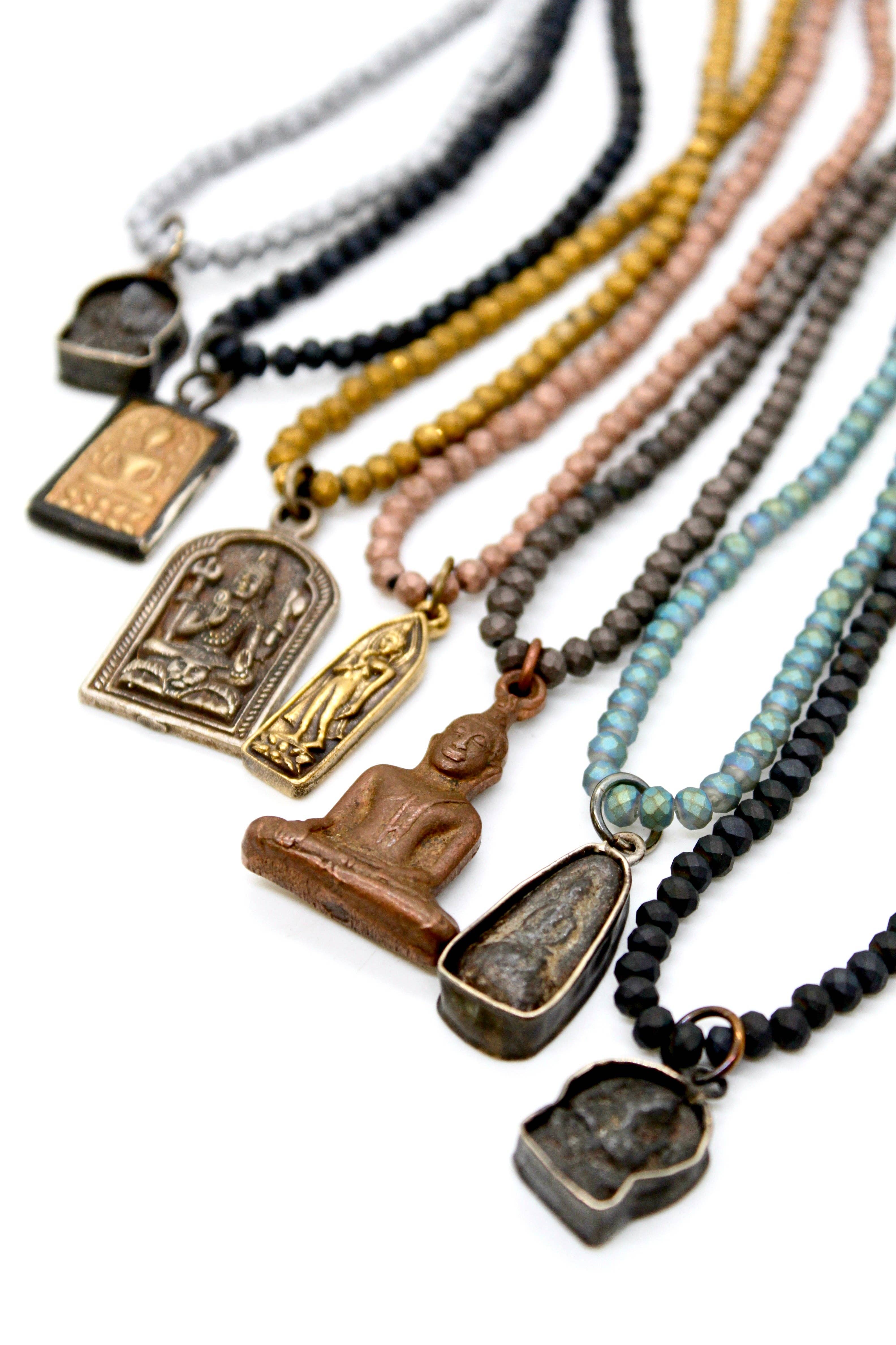 LIZOU - Wholesale Pendant/Charm Necklace - Matte Crystal Necklace with Small Buddha -Buddha Collection-8