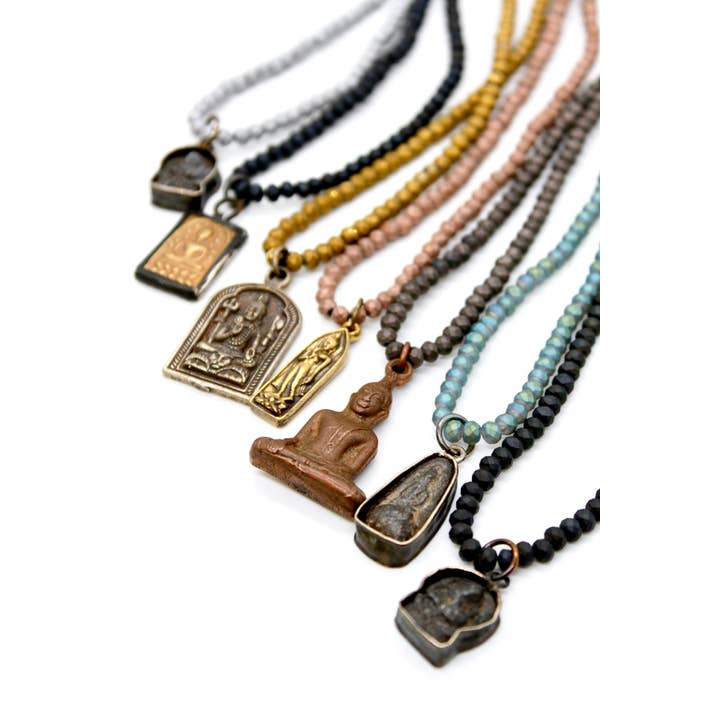 LIZOU - Wholesale Pendant/Charm Necklace - Matte Crystal Necklace with Small Buddha -Buddha Collection-8