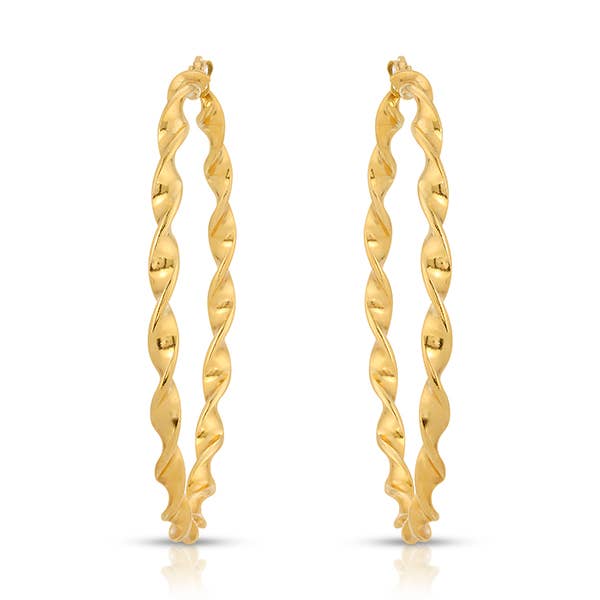 Twisted Bridget XL Gold Hoops for wholesale by Lauren Morrelli Jewelry