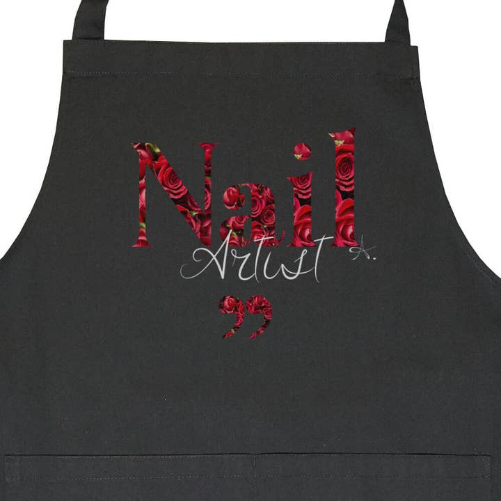 Doriana Cosmetics GmbH - Wholesale Apron - Apron with pocket - Nail Artist Red Roses1