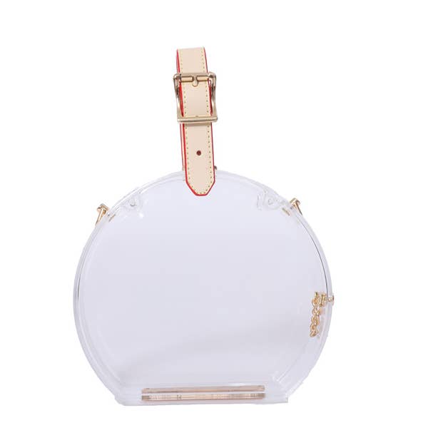 Nima Accessories Inc - Wholesale Crossbody Bag - Women's - Ladies Clear See Thru Round Shape Acrylic Bag Handbag