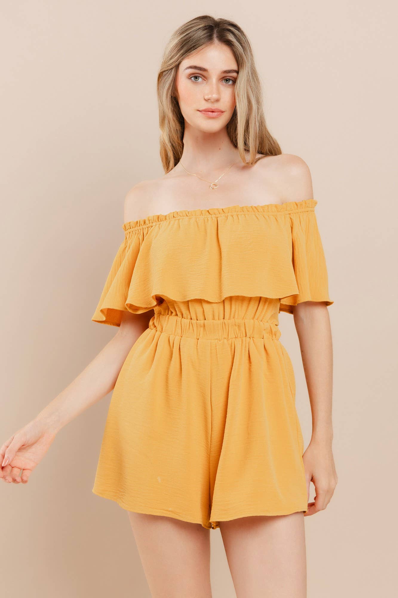 WISTERIA LANE – wholesale Romper – Women's – ON-OR-OFF SHOULDER SOLID CREPE ROMPER - 4350 WHITE10