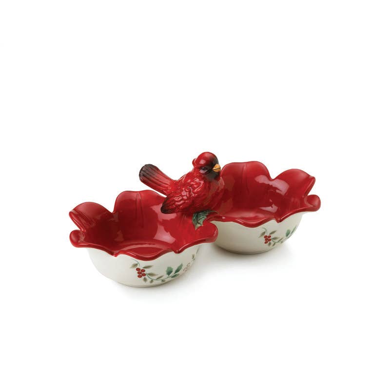 RED GREEN Winterberry 2 Sect Serve Bowl Hrd Dlmte Photo Box for wholesale on Faire1