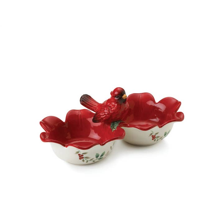 RED GREEN Winterberry 2 Sect Serve Bowl Hrd Dlmte Photo Box for wholesale on Faire1