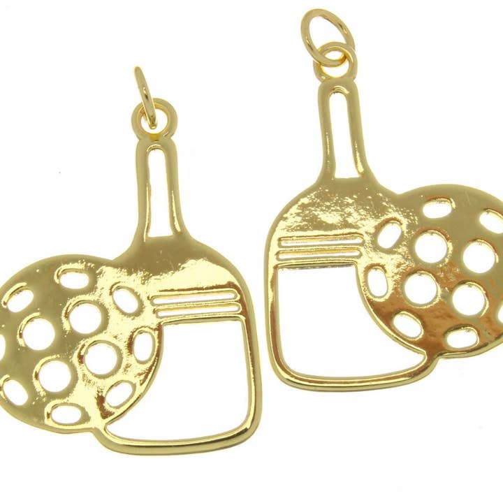 Jewel Pledge - Wholesale Individual Charm/Pendant - 18k Gold Pickleball Racket Charm for Jewelry Making,CPG26232