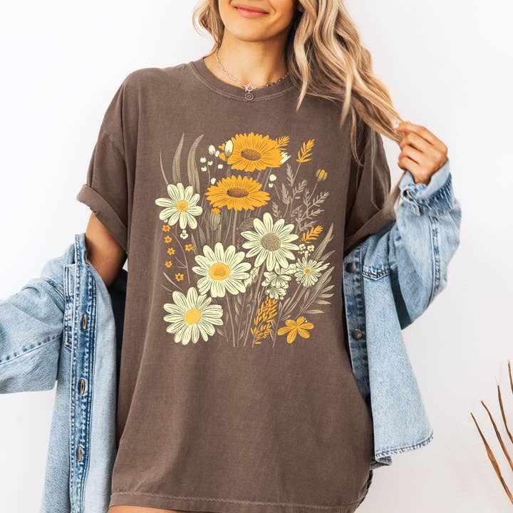 Wildflower Collage Vintage, Nature, Comfort Colors T-Shirt for wholesale by Refinery Number One LLC