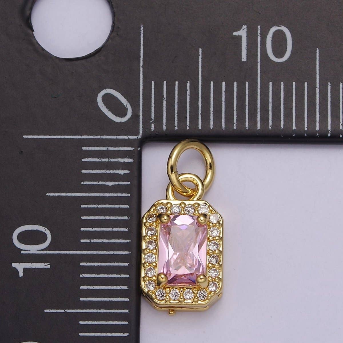 Aim Eternal - Wholesale Individual Charm/Pendant - 24k Gold Filled Rectangle Birthstone Charm ,Mini Colorful CZ Pendant for Personalized Jewelry Making E715 - E7194