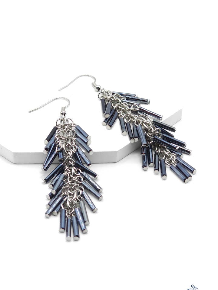 Tickle Tassels - Black Earrings for wholesale by Sunset Marsh LLC