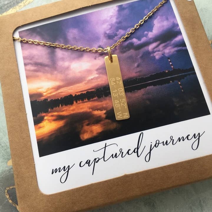 My Captured Journey - Wholesale Pendant/Charm Necklace - Custom Coordinates Vertical Bar Necklace - Name Drop2
