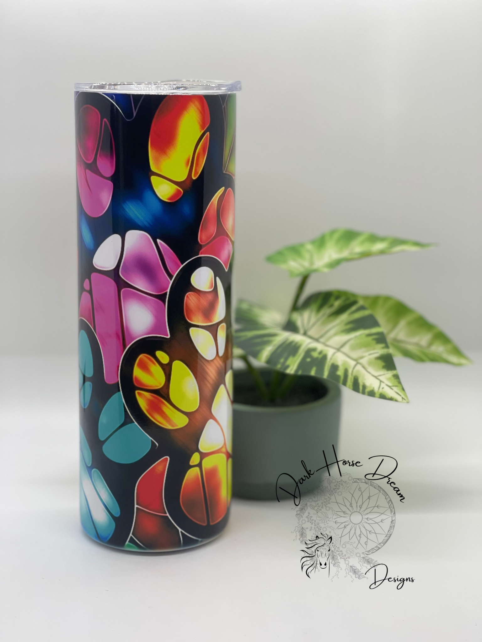 Dark Horse Dream Designs LLC - Wholesale Insulated Mug/Tumbler - The Glassed Paw Print Tumbler2