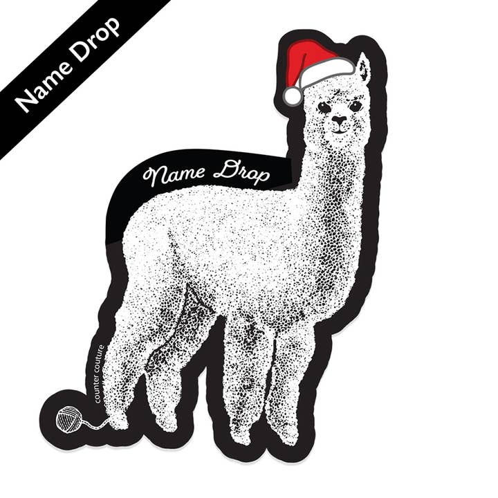 Counter Couture – Engroshandel Klistermærke – Santa Alpaca Navneklistermærker | Tilpasningsbare