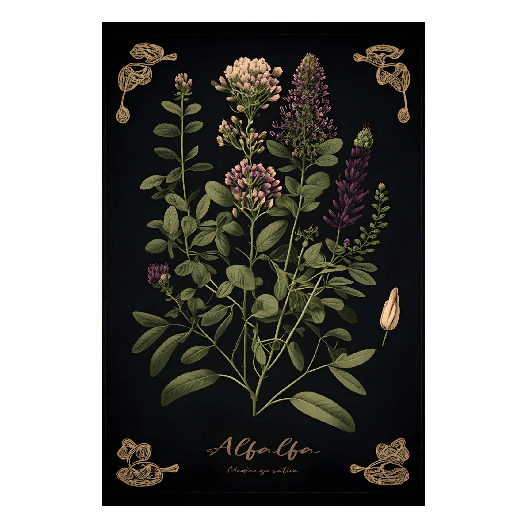 Print Pothecary - Wholesale Art Print - Dark Alfalfa Canvas Print - Herbal Art for Home or Office - Apothecary Decor4