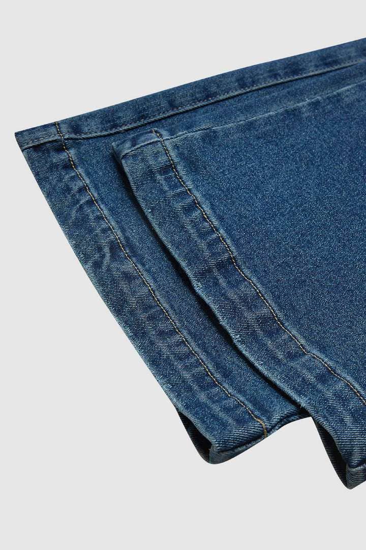 BLUE STRAIGHT-LEG WIDE-LEG PLEATED BAGGY JEANS for wholesale on Faire8