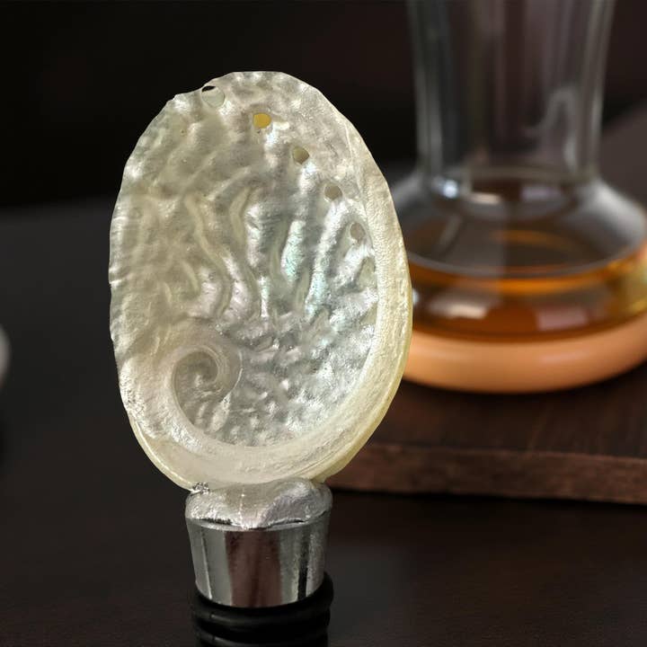 Shell Yeah By Jaks LLC - Wholesale Wine Stopper - Iridescent Abalone Wine Stopper – Gold/Silver Rim1