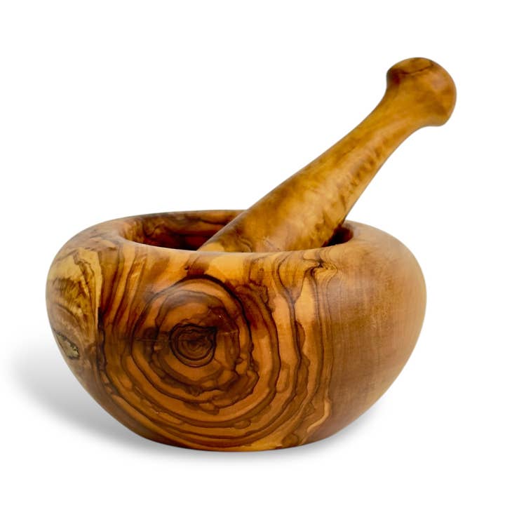Olive Wood Mortar & Pestle for wholesale by Angel's Salumi & Truffles
