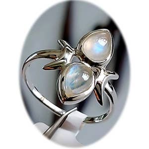 The Seasons of Life Sterling Ring - Rainbow Moonstone for wholesale by Crystal Earth Sterling
