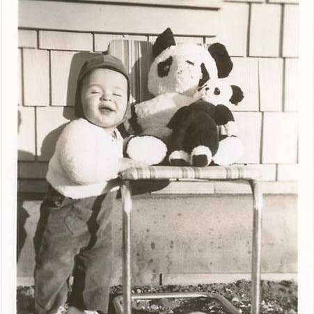 Art Print SN-27 Toddler with Stuffed Panda for wholesale by Found Image Press
