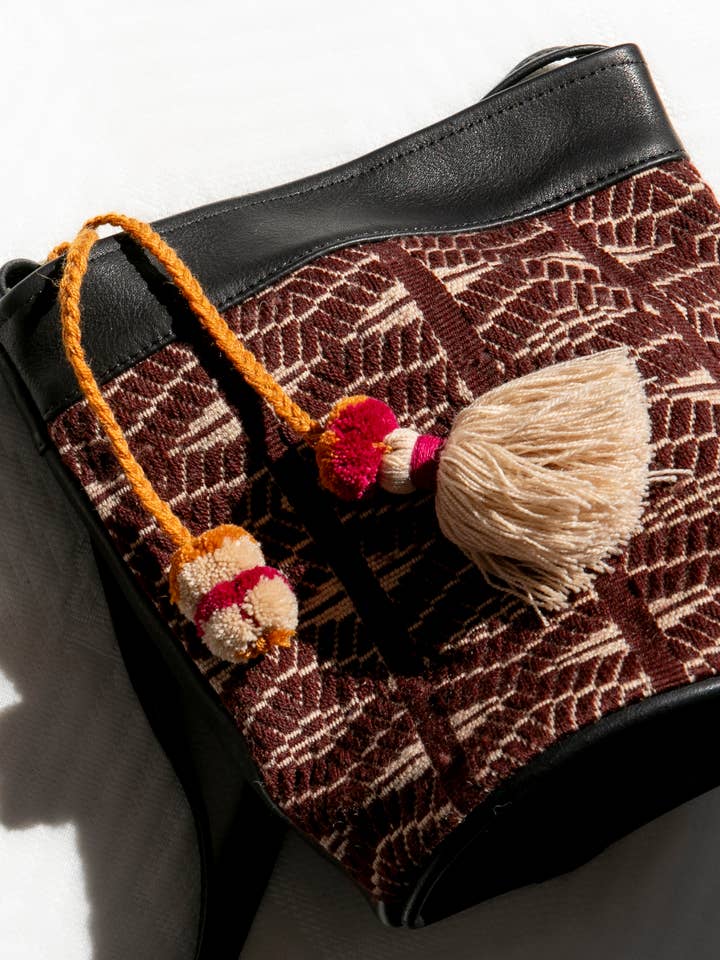 Tassel Pom Keychain - Raspberry for wholesale by Awamaki