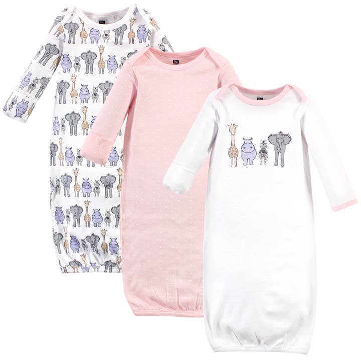 Hudson Baby Cotton Gowns, Pink Safari for wholesale by BabyVision