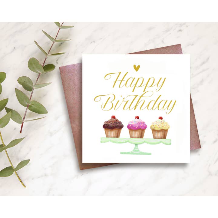 Cupcake Happy Birthday Card for wholesale by LauraFabbriArt