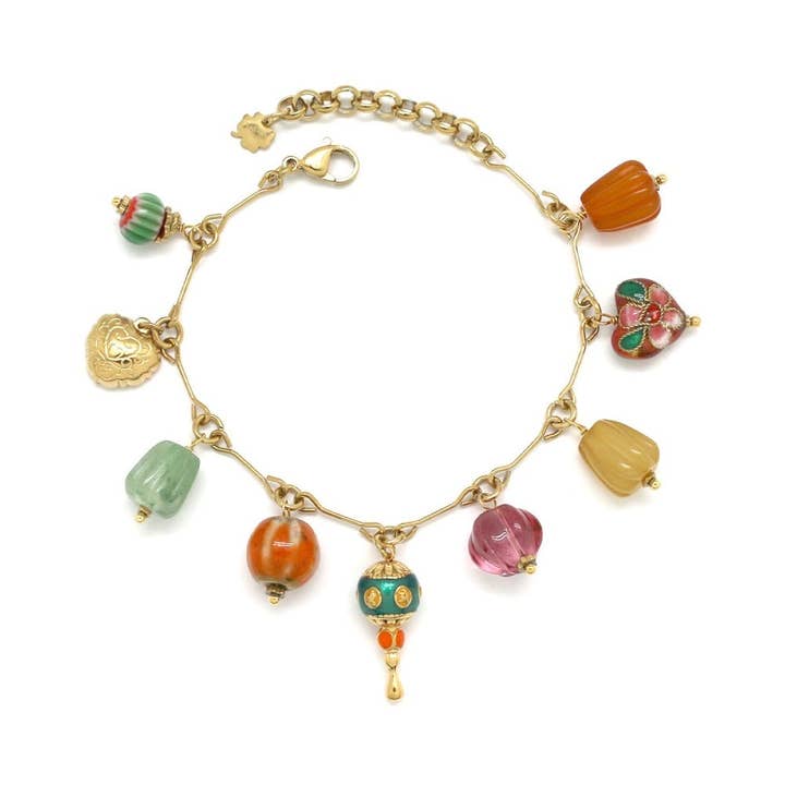 Pulseira com Corrente e Berloque Maraca - B4-009 por atacado de LIZOU