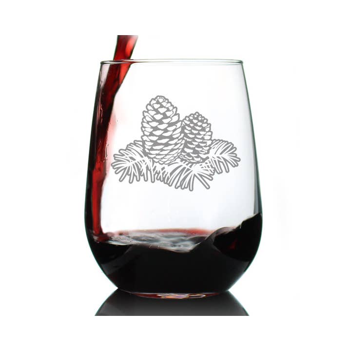 bevvee - Wholesale Wine Glass - Pinecones Stemless Wine Glass - Pine Cone Gifts and Decor1