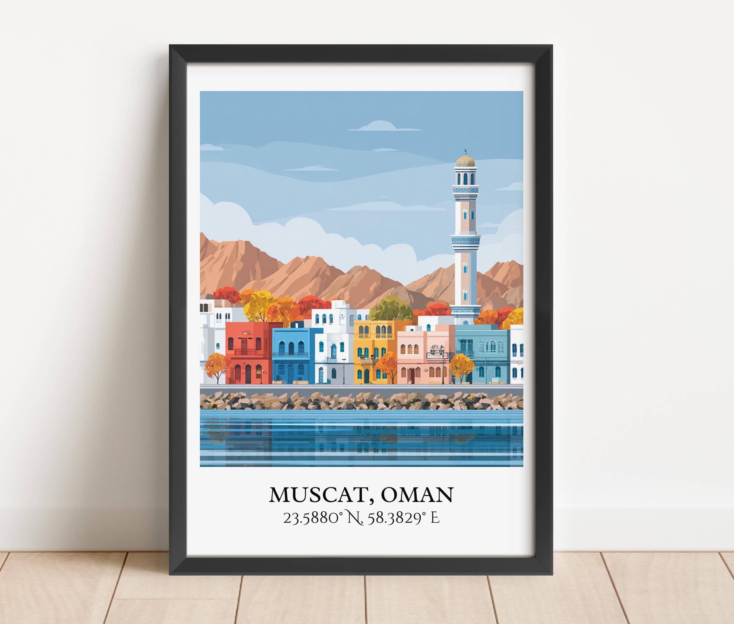 Premium Travel Art - Wholesale Art Print - Muscat Wall Art, Muscat Oman Print, Oman Watercolor, Oman Travel Gift, Travel Print, Travel Poster, Housewarming Gift3