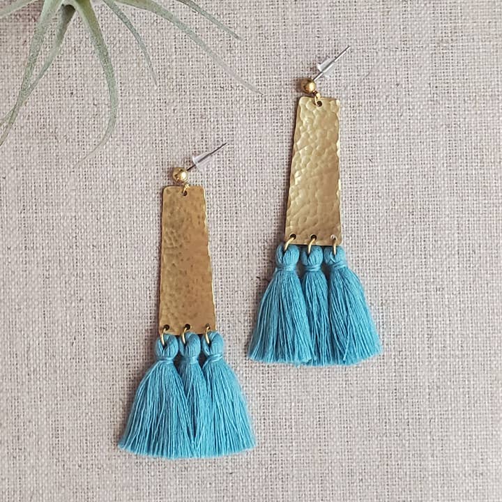 Florencia Tassel Earrings - Blue Spruce for wholesale by MAJ