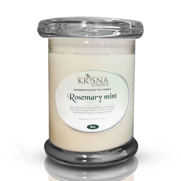 Rosemary Mint 8oz Soy Candle for wholesale by Krisna Candles