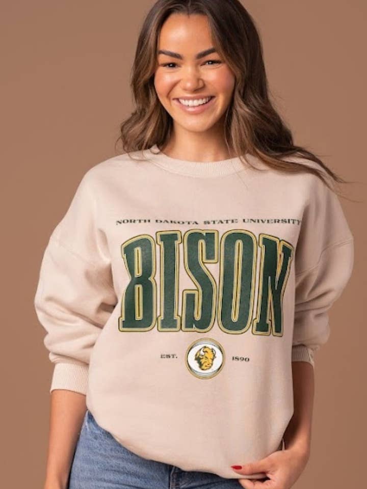 Bison Vintage Oversized Crew for wholesale by Fan Girl Clothing