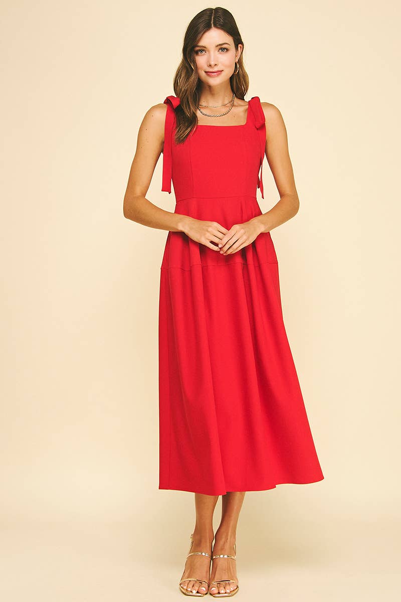 PINCH - Wholesale Dress - Women's - RIBBON DETAILED SLEEVE MIDI DRESS - 6523D2