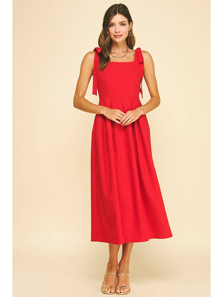 PINCH - Wholesale Dress - Women's - RIBBON DETAILED SLEEVE MIDI DRESS - 6523D2