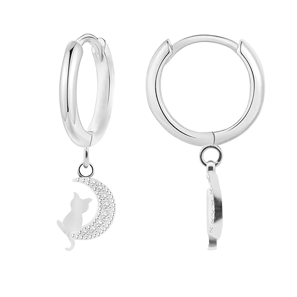 AMORINO SRL – wholesale Dangle earrings – HOOP EARRINGS WITH CAT ON THE MOON - JN24504A8910