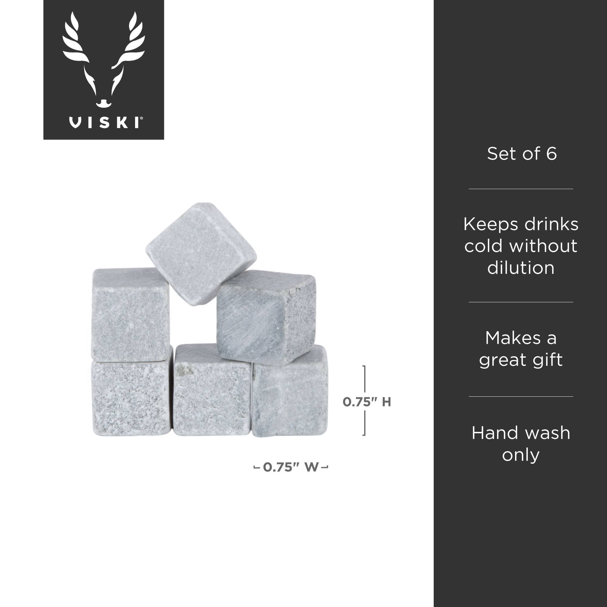 Viski - Wholesale Drink Chilling Cubes - Glacier Rocks® Small Soapstone Whiskey Cubes Set of 65