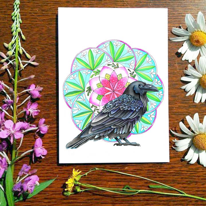 1386. Kaleidoscope Raven Card for wholesale by Dancing Raven Designs