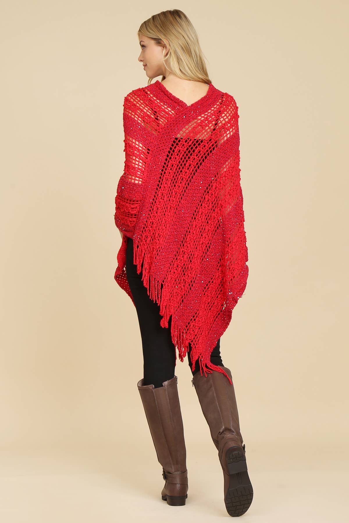 MYS Wholesale Inc - Wholesale Poncho - Women's - Crochet Native Pattern Breezy Poncho25