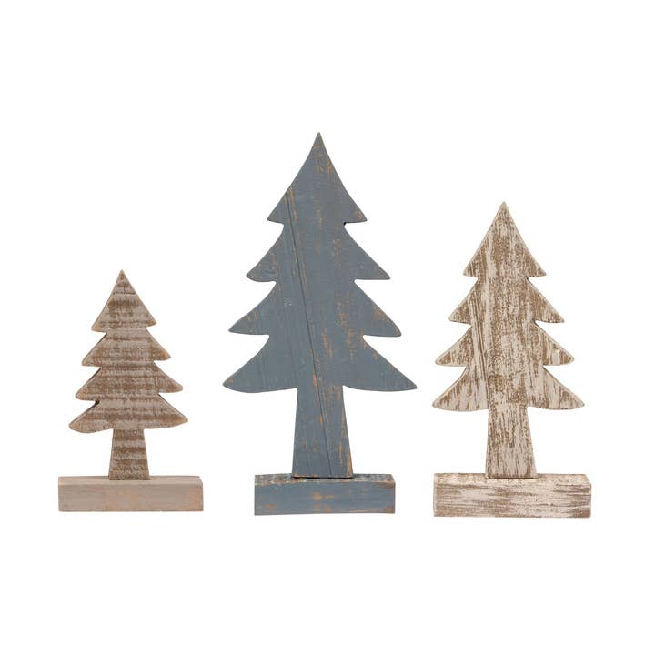3/Set, Rustic Wood Country Trees for wholesale by Col House Designs