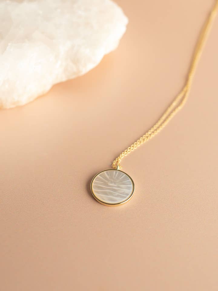 Sunset Mother of Pearl Pendant Necklace for wholesale by Lumi + Sol