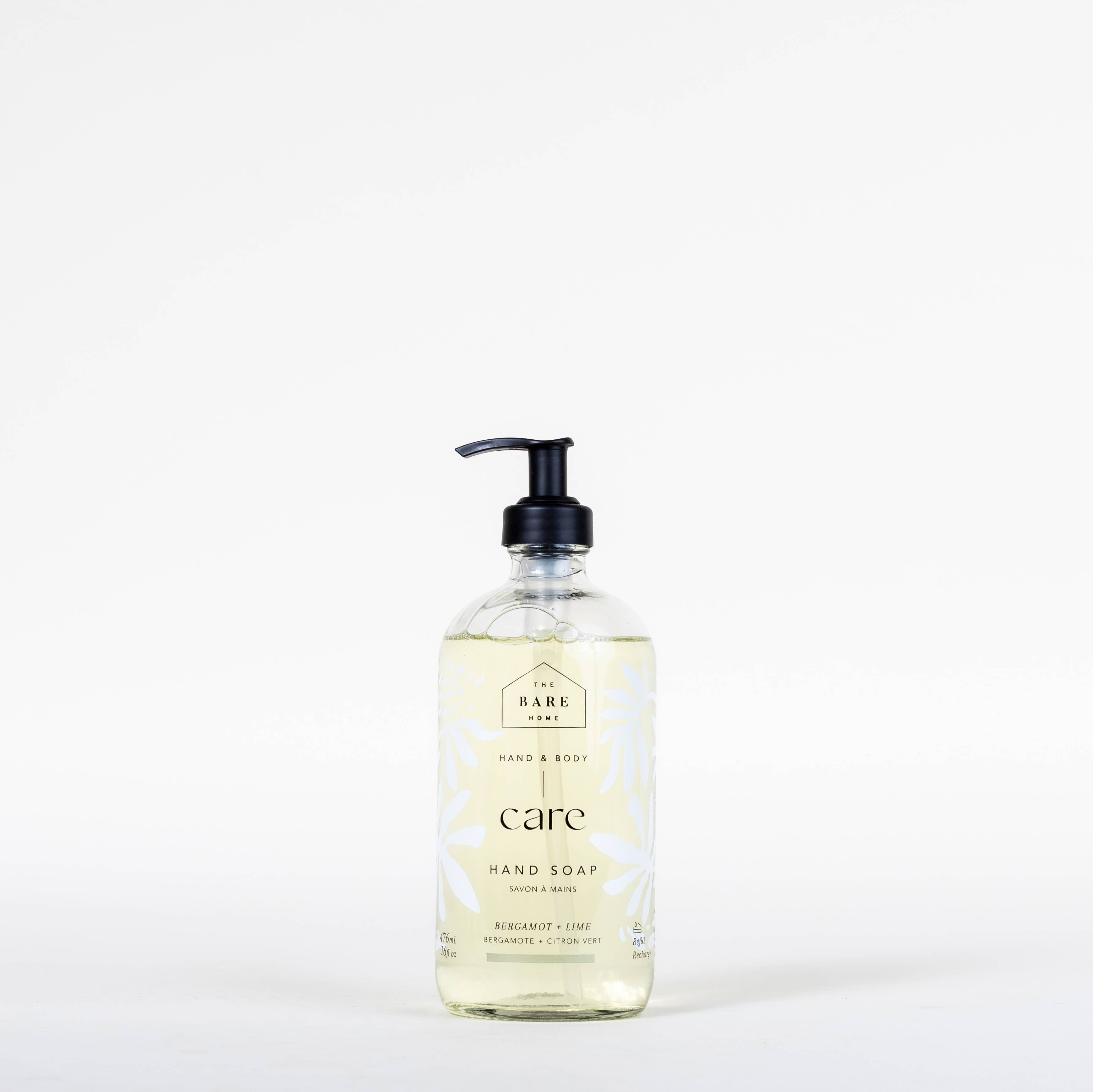 The Bare Home - Wholesale Hand Soap/Wash - Hand Soap 16 fl oz in New Glass Bottle Bergamot + Lime0